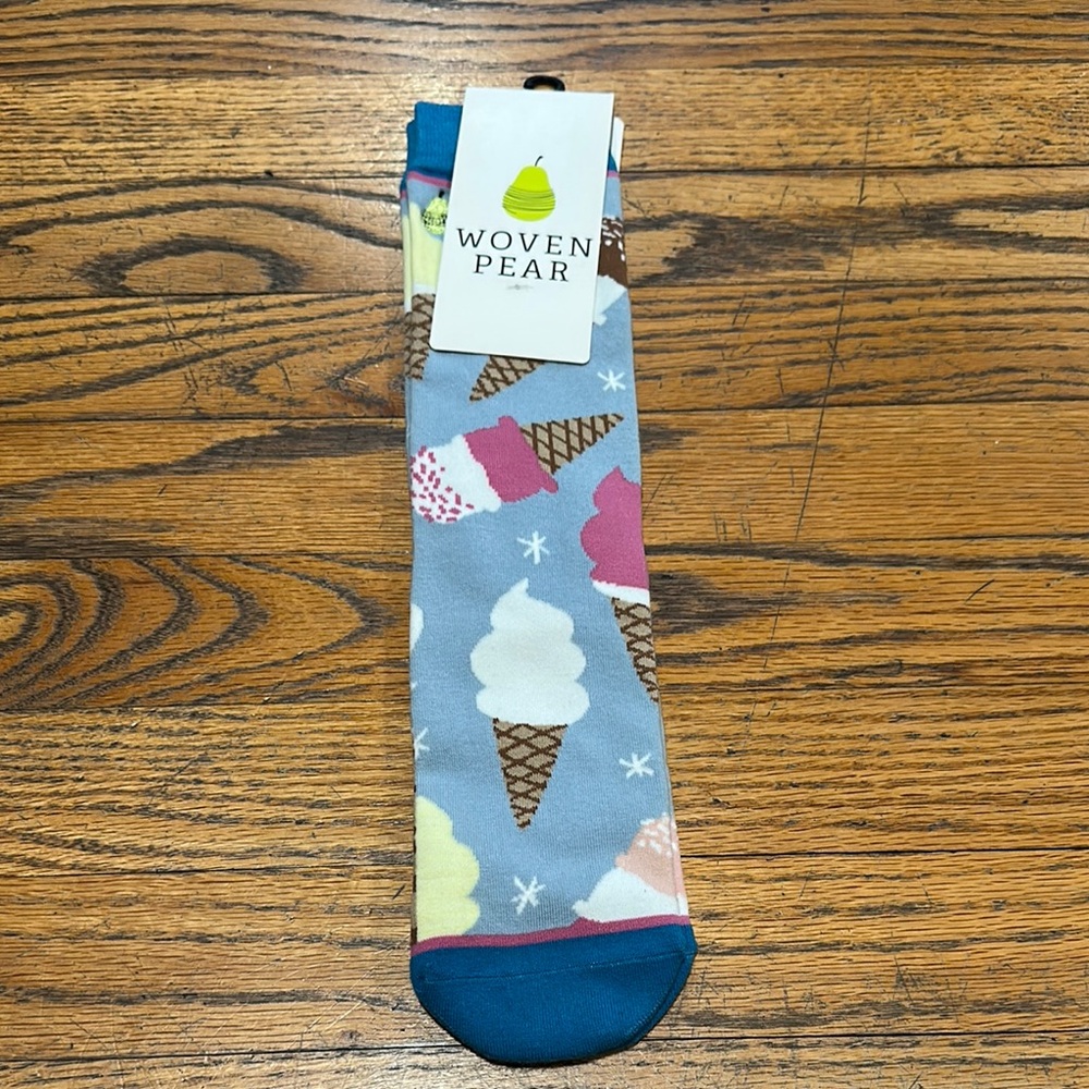 Woven Pear Ice Cream Cone Socks - Blue and Pink
